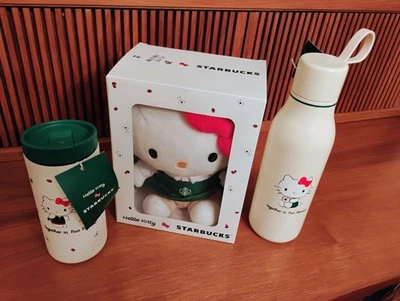 Paquete Hello Kitty X Starbucks 2025 barista de peluche en caja + taza de viaje + termo nuevo Foto 1 de 3