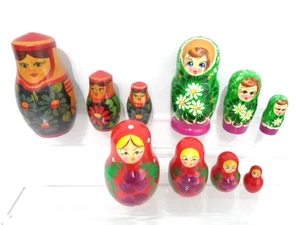 Vintage Holz verschachtelte Puppen x 10 Matroschka bemalt Weihnachten Ostern Basteln 10 cm - Bild 1 von 9