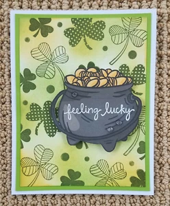 CARD KIT Handmade HAPPY ST. PATRICK'S DAY Pot of Gold 4 Cards With Envelopes - Picture 1 of 5