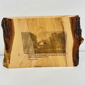 Placa de madera rústica de borde vivo con Proverbios 24:3-4 grabado núcleo de campo granja - Imagen 1 de 7