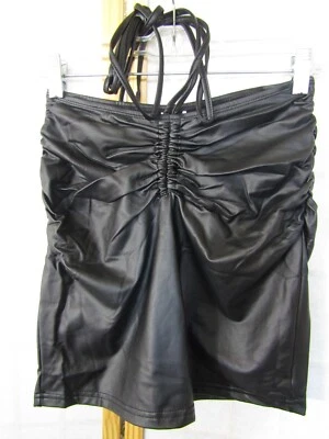 Новый с Ярлыками Shein черный искусственной кожи собранными в Рюш ремни трубка Топ женский размер 4 - Изображение 1 из 4