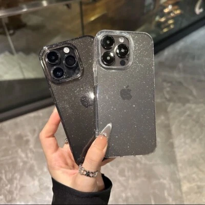 For iPhone 16 Pro Max 15 14 11 12 13 XR XS 7 8  Clear Glitter Phone Case Cover - Image 1 of 4