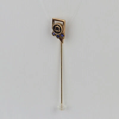 Vintage 10k Yellow Gold, Blue Stones "Nevada Bell" Hat/Stick Pin - Image 1 of 2
