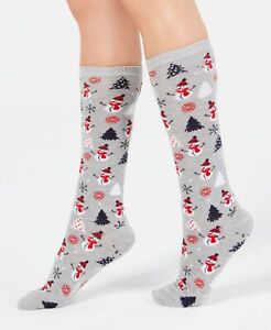 Charter Club Womens Snowman Knee High Socks Grey