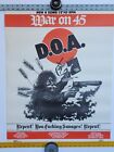 VTG D.O.A Canadian Punk Band "War on 45" Promotional Poster 22x29 Excellent RARE