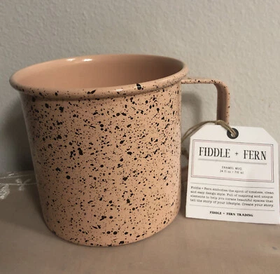 NUEVA Taza de Té Café Esmalte 24oz Viddle & Fern Melocotón con Motas Negras Nueva con Etiquetas  Foto 1 de 4