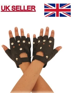 STUDDED FINGER LESS PUNK/BIKER GLOVES IN ONE SIZE. - Picture 1 of 2