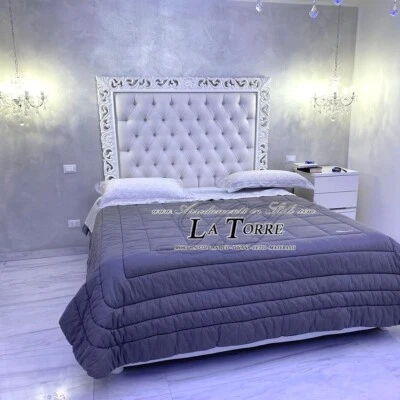 Letto Matrimoniale Barocco  contenitore ecopelle legno oro argento qualsiasi col - Immagine 1 di 4