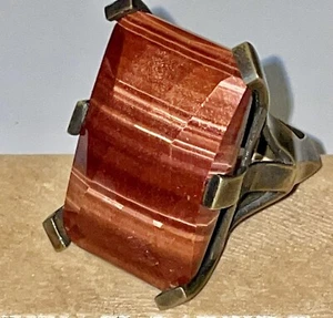 Stephen Dweck HUGE Faceted TIGER-EYE Bronze sculptured Ring - Picture 1 of 15