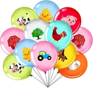36 Pieces 12 Inch Farm Animal Balloons, Pig Cow Sheep Latex Balloons Tractor Ba - Picture 1 of 7