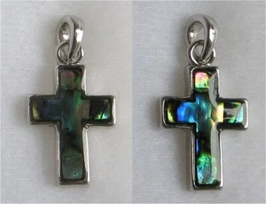 Kettenanhänger Kreuz Seeopal Paua-Shell Abalone - toller Schimmer - Bild 1 von 1