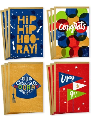 Hallmark Graduation Cards Assortment (12 Cards w/ Envelopes, 4 Designs) Congrats - Image 1 of 4