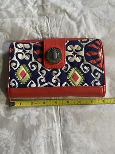 Vera Bradley Multicolor Turn Lock Wallet Zip Around Clutch Cotton ~Excellent - Picture 1 of 7