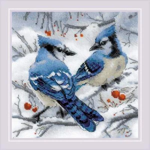 Riolis Counted Cross Stitch Kit Blue Jays R1925 - Picture 1 of 9