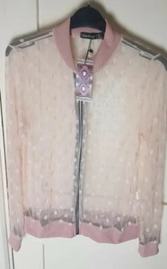 Boohoo Dusty Pink Polka Dot Net Jacket Size 8 - Picture 1 of 9