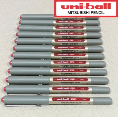 12 x Uni-ball Eye Pigment Ink Roller Ball Pen Red 0.7mm Fine UB-157 - image 1 of 4