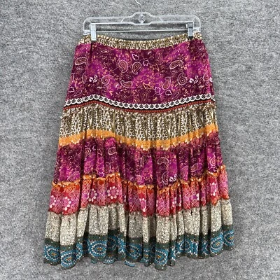 Falda Dressbarn Mujer M Mediana Púrpura Floral Línea A Midi Tirar de tiro medio Informal Foto 1 de 4