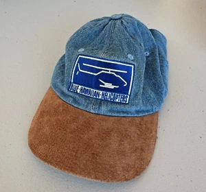 VTG Blue Hawaiian Helicopters Hat Cap Denim StrapBack Hawaii Tour Vintage Hat - Picture 1 of 8