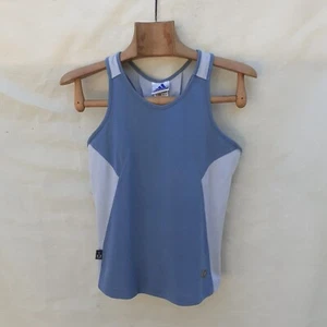 Vintage adidas Fitted Tank Top Woman's Large embroidered Logo Sky Blue - Picture 1 of 14