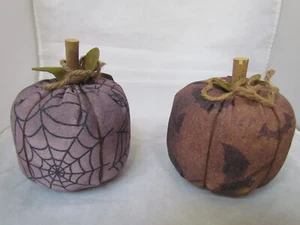 Primitive Pumpkins BAT Spider Web 2pc Fabric Pumpkin NEW Collins CF2255 46 - Picture 1 of 7