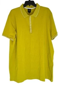 Armani Exchange Mens Yellow Polo Shirt XXL Cotton Short Sleeve With Logo On Plac - Picture 1 of 3