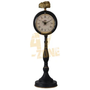 Lavonia Pedestal Table Clock Medium Black Gold Indoor Office Tabletop Home Decor - Picture 1 of 2