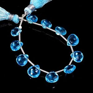 Blue Topaz Quartz Gemstone Heart Shape Faceted Beads 7X7 8X8 mm Strand 4" E-2256