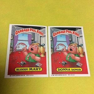 1987 Topps Garbage Pail Kids Serie 8 Bloody Mary 298a y Donna Donor 298b ¡Como nuevo!! - Imagen 1 de 8