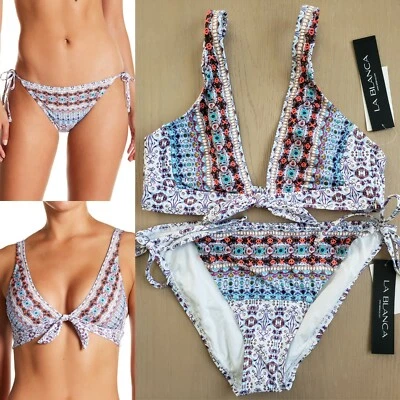 Conjunto de bikini La Blanca Sorrento estampado cachemir corbata frontal corbata lateral  Foto 1 de 4