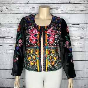 Globetrotter by Ruby Yaya Boston Proper NWT XL Floral Embroidered Velvet Jacket - Picture 1 of 7
