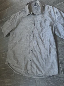 Divided H&M Short Sleeve Button Down Shirt Men's Gray Striped 100% Cotton Large - Picture 1 of 7