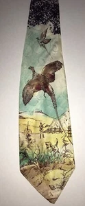 1940’s 1950's Esquire Cravat Men’s Vintage Necktie Pheasant Bird Dog Hunter Gun - Picture 1 of 4