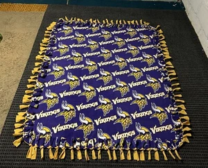 MINNESOTA VIKINGS FLEECE BLANKET - DOUBLE LAYER TIED - 54” X 65” - Picture 1 of 3