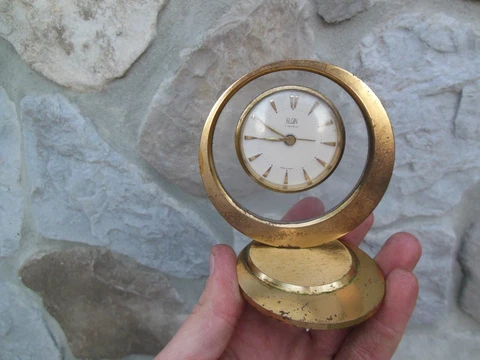 Vintage Elgin 7 Jewel 30hr MCM Time & Alarm Clock For Repair Cover