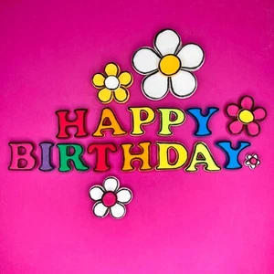 Edible 2.5cm Letters Numbers AND Flowers with black edge Cake  Topper - Picture 1 of 5