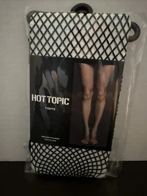 Hot Topic Fishnets Tights One Size Fits Most  Black Halloween Goth - Image 1 of 2
