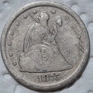 1875 S Twenty Cent Piece 20c Silver Type Coin Nicely Circulated #92021 - Picture 1 of 2