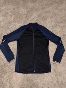 Smartwool Men’s Intraknit Merino Sport Full Zip Jacket Black/Navy Size Medium - Picture 1 of 11