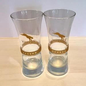 Meukow Cognac 7" Tall Cocktail Glass Panther Logo Gold Set Of 2 - Picture 1 of 5