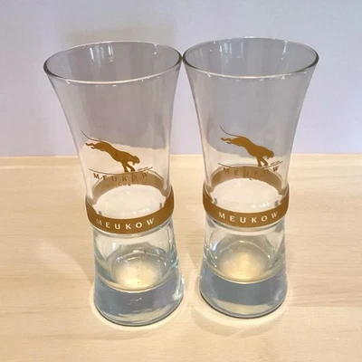 Meukow Cognac 7" Tall Cocktail Glass Panther Logo Gold Set Of 2 - Image 1 of 4