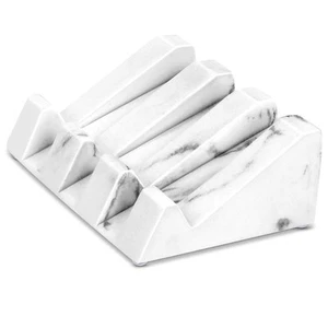 White Marble Soap Dish with Drain Bar Soap Holder Self Draining Soap Saver Tr... - Picture 1 of 6