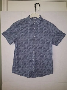 Julian & Mark Men's Large Floral Short Sleeve Button Up Blue / White Shirt - Picture 1 of 10