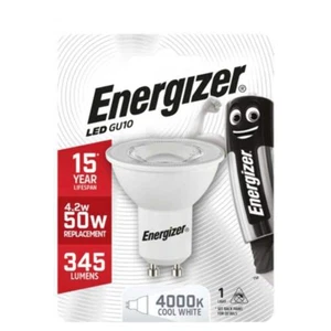 Energizer Gu10 8690 LED Light Bulbs Cool White 4000K 4.2W 50W 345 Lumens 1Bl New - Picture 1 of 2