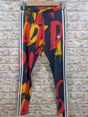 Adidas spell out leggings. Womens size 6. Navy and multicoloured - Image 1 of 4