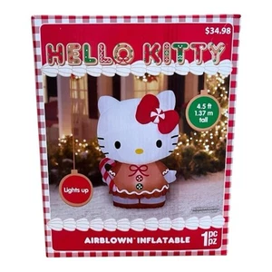 Gemmy HELLO KITTY Lebkuchenkleid Sanrio luftgeblasen aufblasbar 4,5’ Weihnachten - Bild 1 von 6