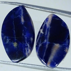 11.60 Cts Natural Sodalite Gemstone Jewelry Making Cabochon Pair 11X18X3MM - Picture 1 of 7