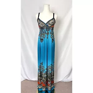 Bailey Blue Summer Maxi Long Dress. Boho hippie ombre pattern, size Medium - Picture 1 of 3