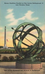 Postcard Bronze Armillary Sundial San Jacinto Battleground Near Houston Texas TX - Picture 1 of 2