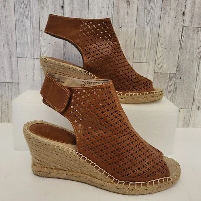 Sandalias de cuña alpargata de cuero White Mountain 9,5 Ludlow corte láser peep-toe Foto 1 de 4