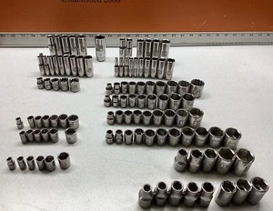 108pc USA Craftsman Easy Read Sockets 1/4, 3/8, 1/2", Deep and Shallow, 6 8 12pt - Foto 1 di 15